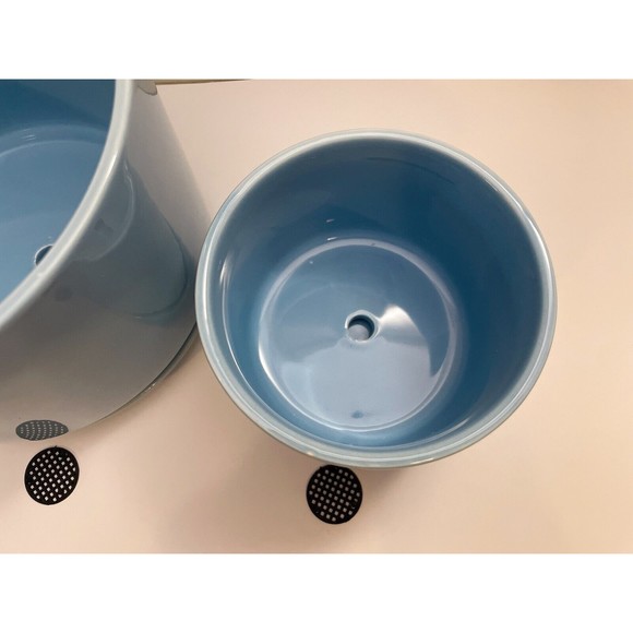 COPY - Ceramic Flower Succulent Planter Pots w/ Attached Saucer, Set of 3, Blue - Picture 8 of 10